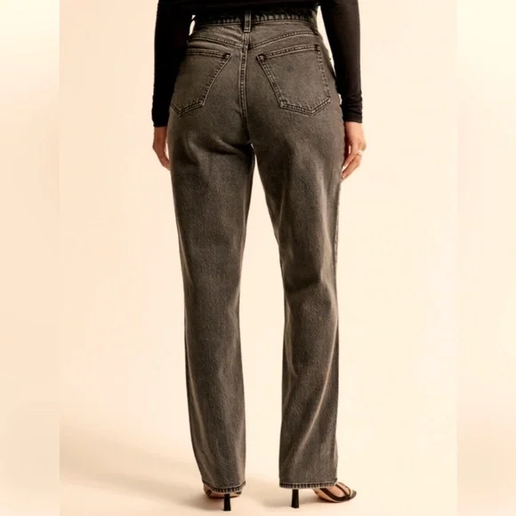 NWT Abercrombie & Fitch Curve Love Ultra High Rise 90s Straight Jean Sz 34 Black - Picture 14 of 14